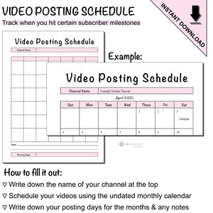 Youtube Content Planner and Youtube Growth Tracker Printable