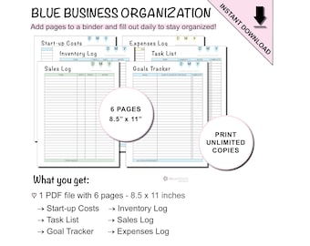 Printable Business Organization Planner and Tracker Sheets Template