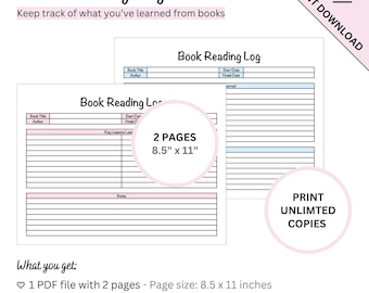 Printable Book Reading Log To Summarize Books You've Read