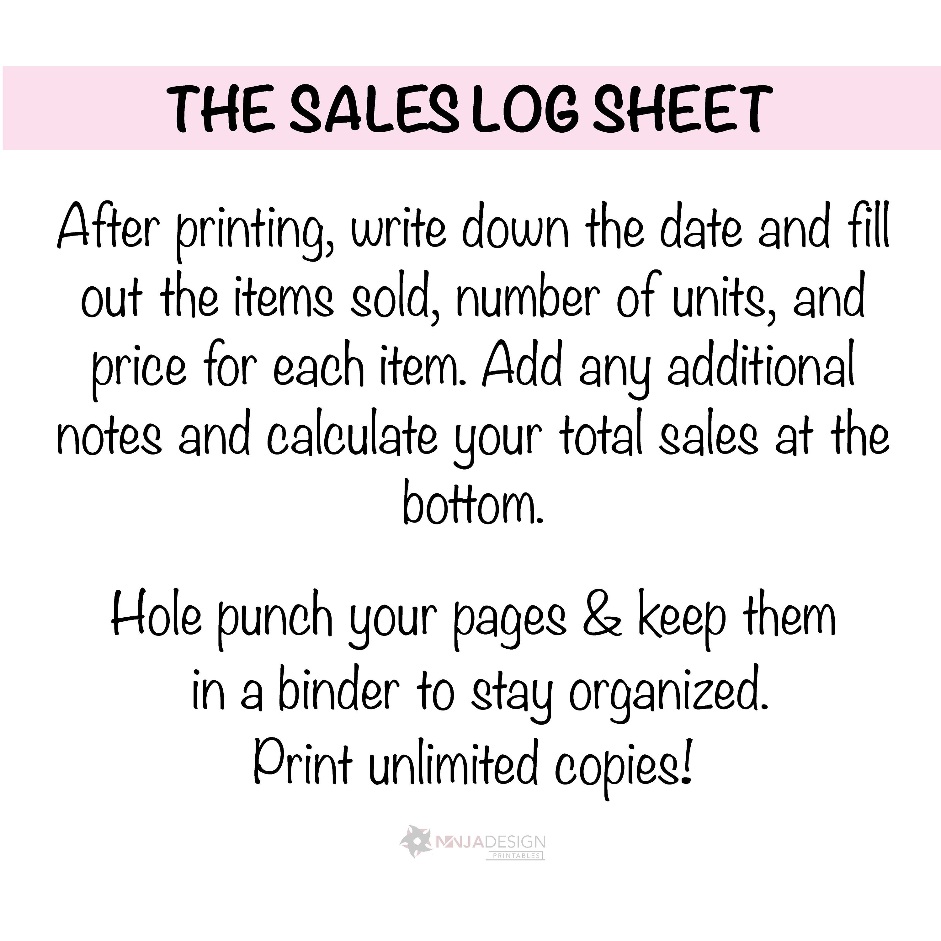Printable Sales Log Sheet for Small Businesses - Etsy