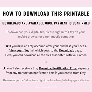 Instagram Content, Growth and Layout Planner Printable Download Instructions