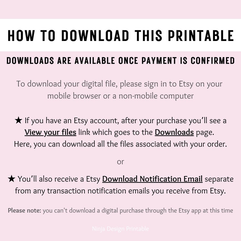 Instagram Content, Growth and Layout Planner Printable Download Instructions