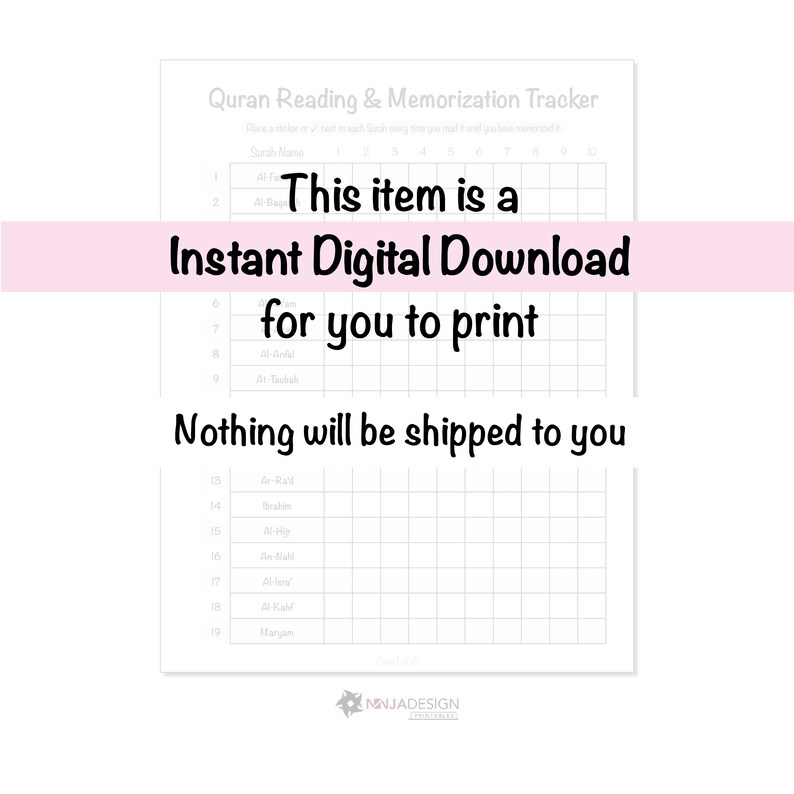 Printable Quran Reading And Memorization Tracker For Kids Etsy Canada