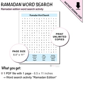 Printable Ramadan Word Search Activity for Kids & Adults | Ramadan Preparation