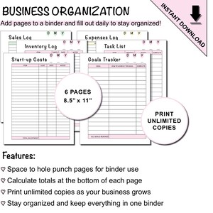 Printable Business Organization Planner and Tracker Sheets Template - Etsy