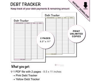 Printable Debt Tracker Sheet to Log and Keep Track of Your Debt on Your Debt Free Journey
