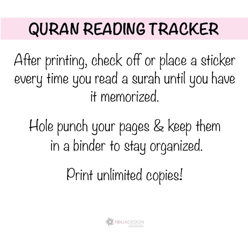 Printable Quran Reading And Memorization Tracker For Kids Etsy Canada
