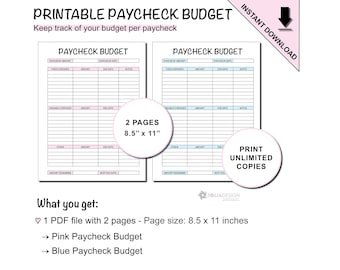 Printable Paycheck Budget Tracker Sheet to Calculate Budget per Paycheck
