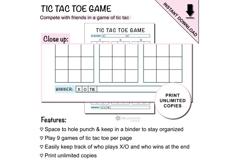 Printable Tic Tac Toe Game | Activity Sheet for Adults & Kids - Etsy