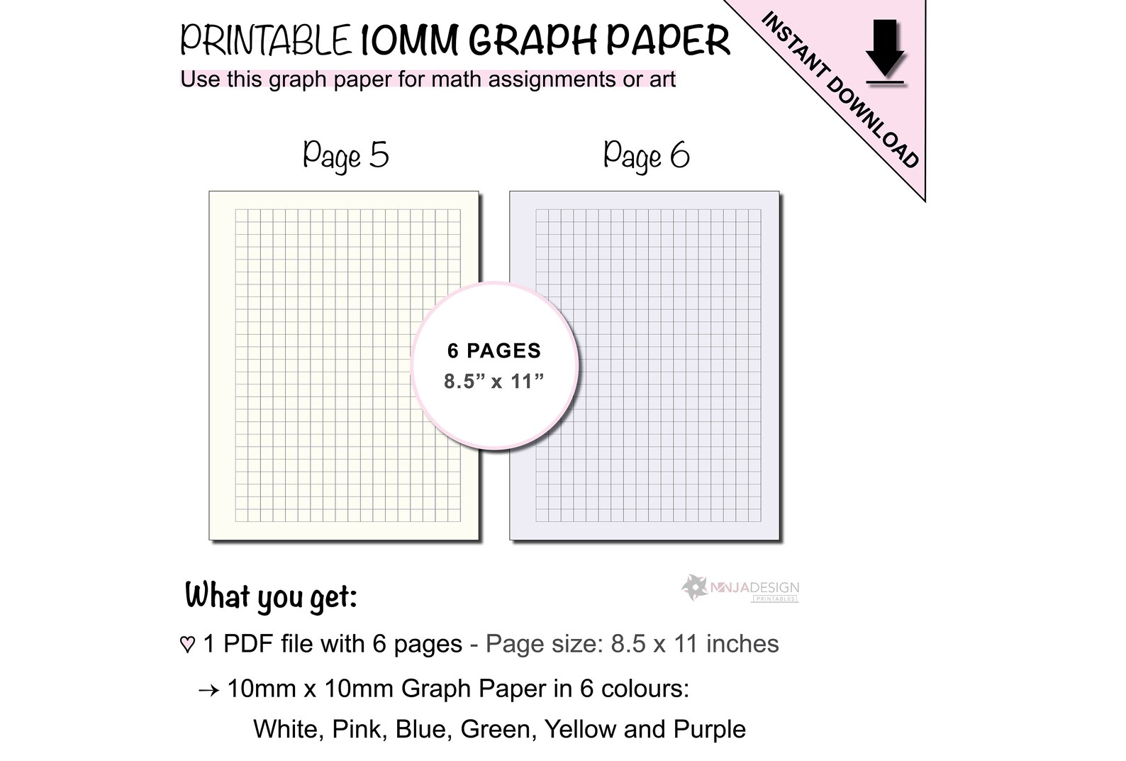Printable Graph Paper With 10mm X 10mm Grid Spacing | 1/4 Inch X 1/4 ...