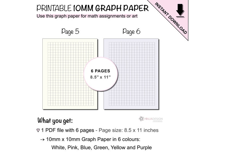 Printable Graph Paper With 10mm X 10mm Grid Spacing | 1/4 Inch X 1/4 ...