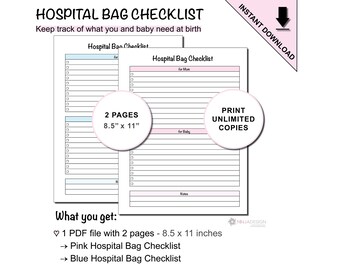 Printable Hospital Bag Checklist for Mom and Baby