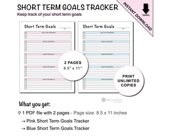 Printable Short Term Goals Tracker to Track Monthly Goals Week By Week