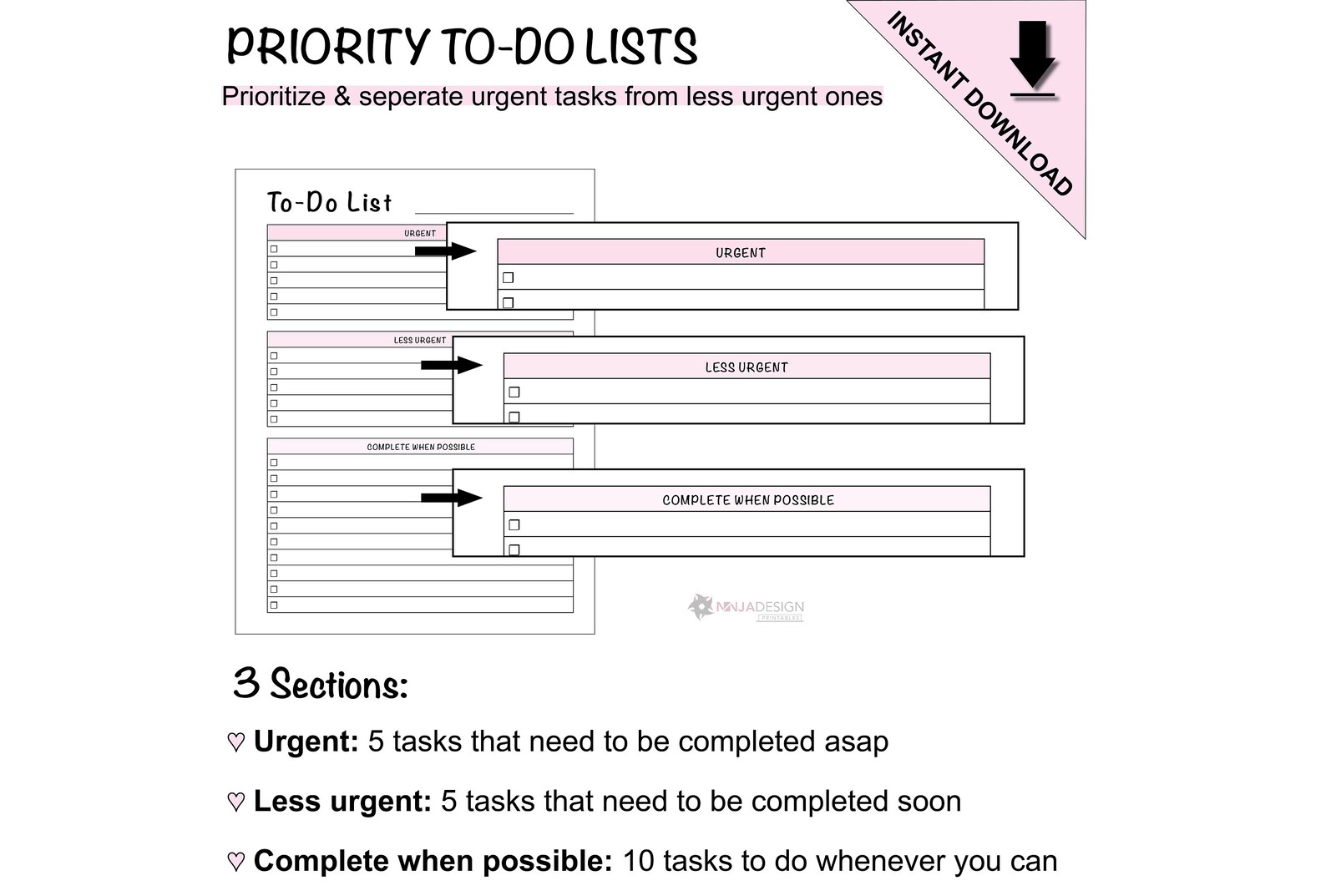 Printable Priority to Do List With Checkboxes | Priority List Based on ...