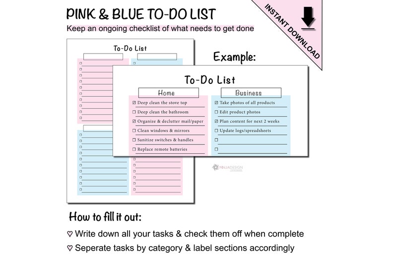 Printable to Do Lists With 40 Checkboxes to Keep Track of Different ...