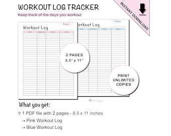 Printable Workout Log to Track Daily Workouts and Exercises