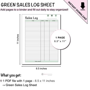 Sales Log Printable Sheet