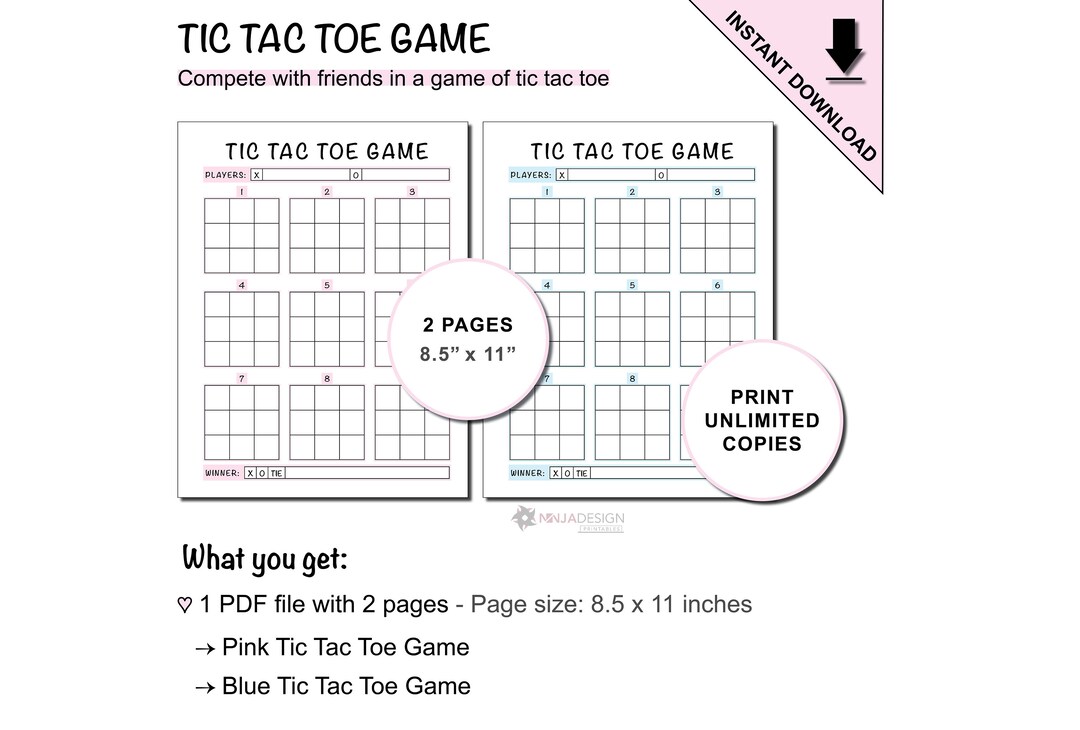 Printable Tic Tac Toe Game | Activity Sheet for Adults & Kids - Etsy UK