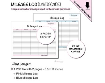 Printable Mileage Log Sheet to Track Car Mileage Use for Businesses