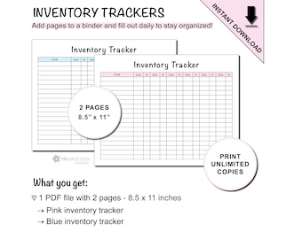 Hojas de seguimiento de inventario imprimibles para seguimiento de inventario empresarial/paisajístico para realizar un seguimiento del inventario y evitar existencias bajas y excesivas
