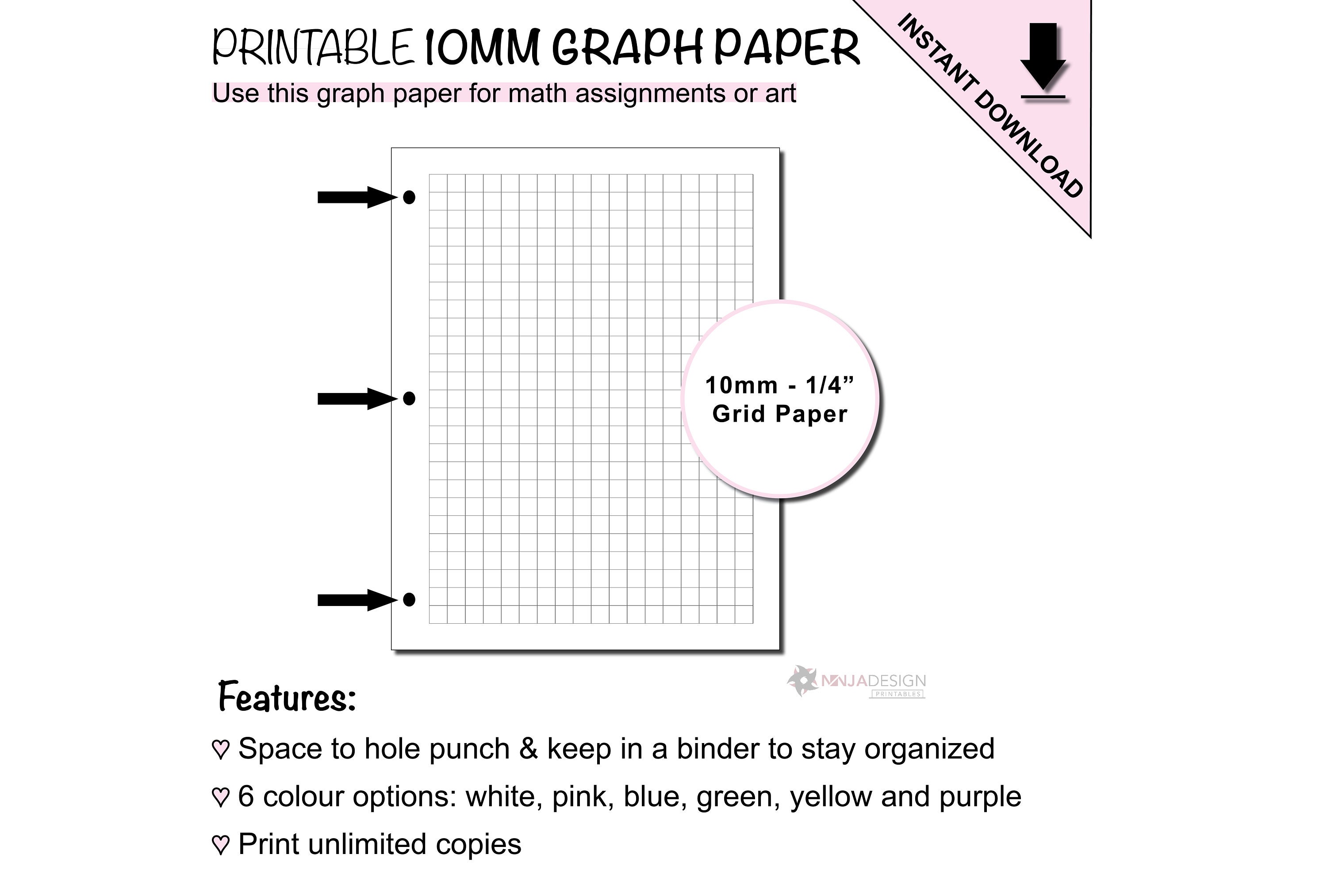 Printable Graph Paper With 10mm X 10mm Grid Spacing | 1/4 Inch X 1/4 ...