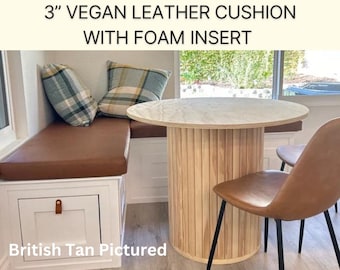 Custom Vegan Leather Cushion (3” thick) for Bench Cushion, Bay Window Cushion, RV and Van Cushions & More! Link in description for samples