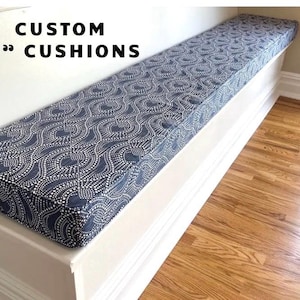 3” Custom Bench Cushion Without Piping: Indoor and Outdoor Fabrics With Foam Insert