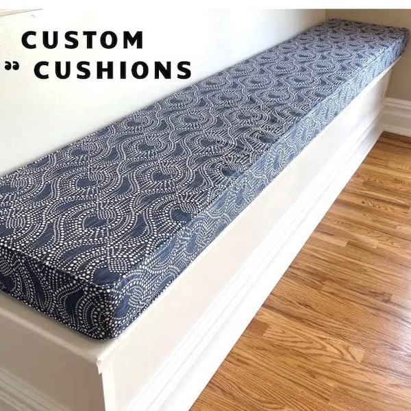 3” Custom Bench Cushion Without Piping: Indoor and Outdoor Fabrics With Foam Insert