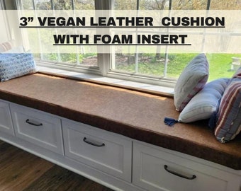 3" Vegan Leather Cushion: Bay Window Seat, RV, Van