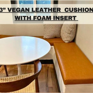 3” Vegan Leather Cushion | Bench Seat | Bay Window Cushion | RV Cushion | Van Cushion | Banquette Seating | Mudroom Cushion | Faux Leather |