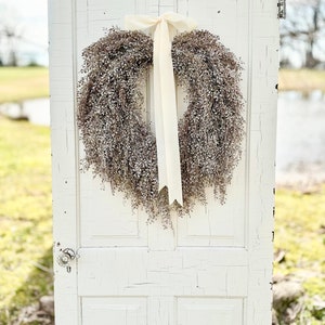 Rustic farmhouse teardrop wreath,year round wreath,gifts for her,front door wreath,spring door wreath,neutral home decor,entryway wall decor image 2