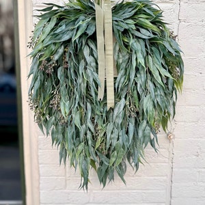 Year round seeded eucalyptus greenery wreath,Summer wreath for front door,modern farmhouse wreath,rustic wall decor,wedding wreath,gift image 3