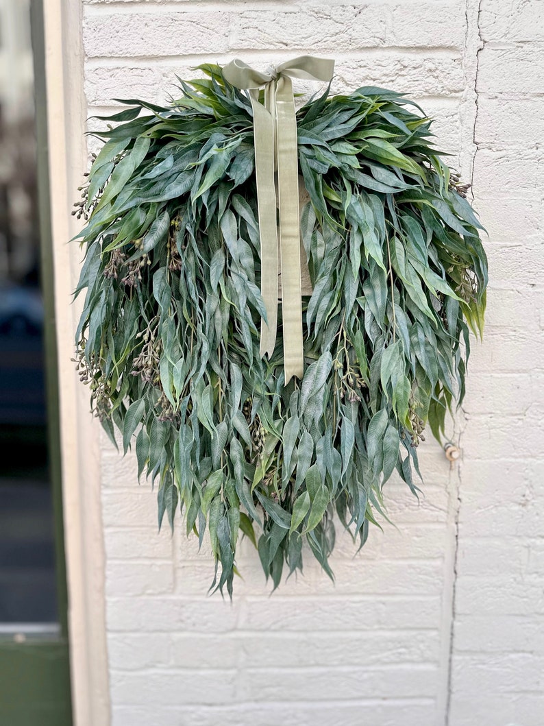 Year round seeded eucalyptus greenery wreath,Summer wreath for front door,modern farmhouse wreath,rustic wall decor,wedding wreath,gift image 3