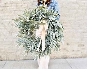 Large modern farmhouse eucalyptus wreath year round wreath for front door,everyday greenery wreath,simple wreath,everyday door decor,gift