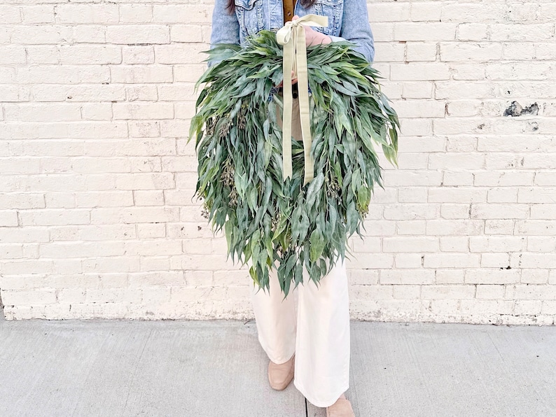 Year round seeded eucalyptus greenery wreath,Summer wreath for front door,modern farmhouse wreath,rustic wall decor,wedding wreath,gift image 1