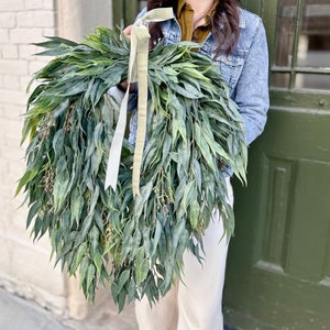 Year round seeded eucalyptus greenery wreath,Summer wreath for front door,modern farmhouse wreath,rustic wall decor,wedding wreath,gift image 6