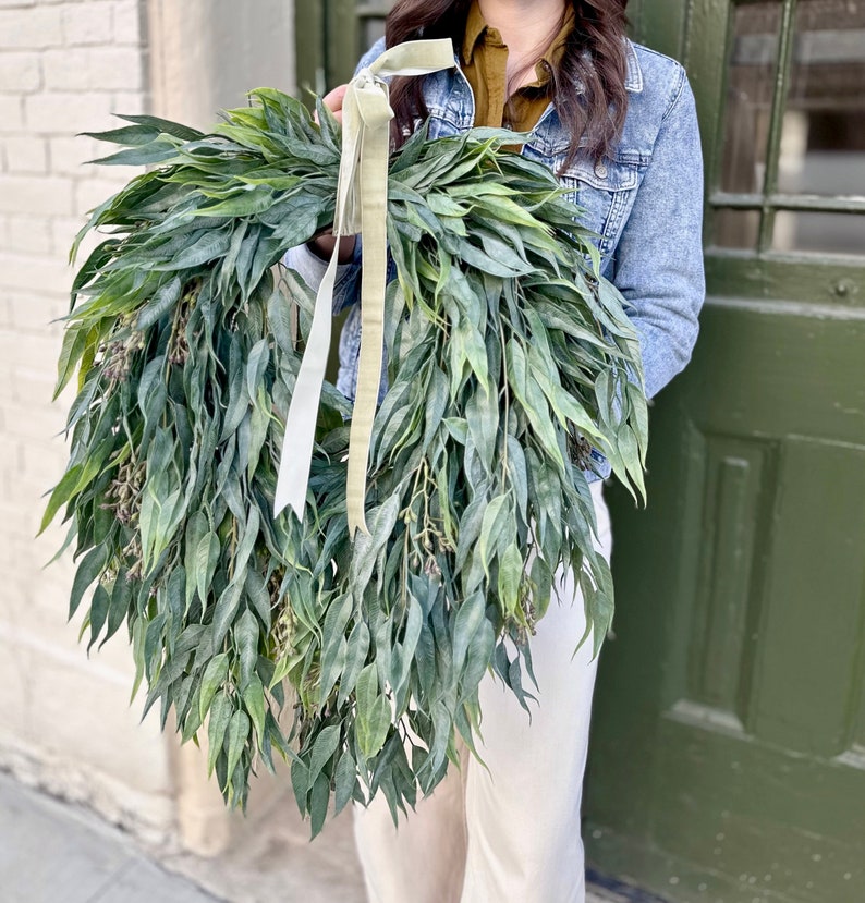 Year round seeded eucalyptus greenery wreath,Summer wreath for front door,modern farmhouse wreath,rustic wall decor,wedding wreath,gift image 6