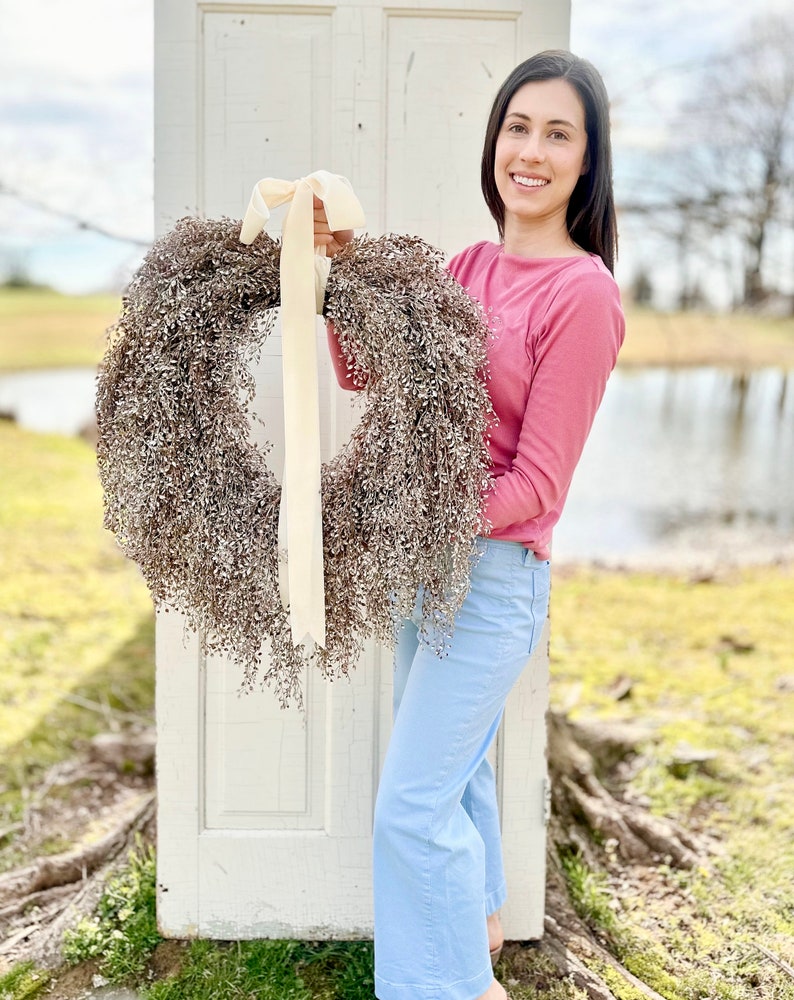 Rustic farmhouse teardrop wreath,year round wreath,gifts for her,front door wreath,spring door wreath,neutral home decor,entryway wall decor image 4