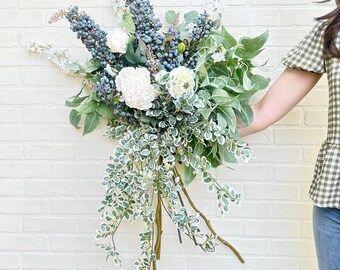 Large luxe faux diy bouquet,summer floral arrangement,wreath kit,year round home decor,Mother’s Day or housewarming gift,greenery stem