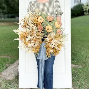 Rustic Pumpkin Wreath, Fall Front Door Decor, Farmhouse Autumn Wreath, Thanksgiving Entryway Decoration, Fall Foliage Wreath