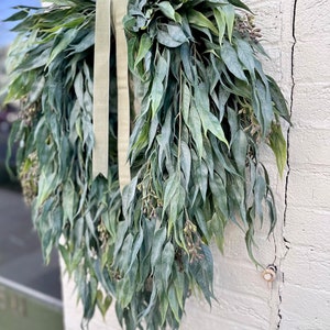 Year round seeded eucalyptus greenery wreath,Summer wreath for front door,modern farmhouse wreath,rustic wall decor,wedding wreath,gift image 8