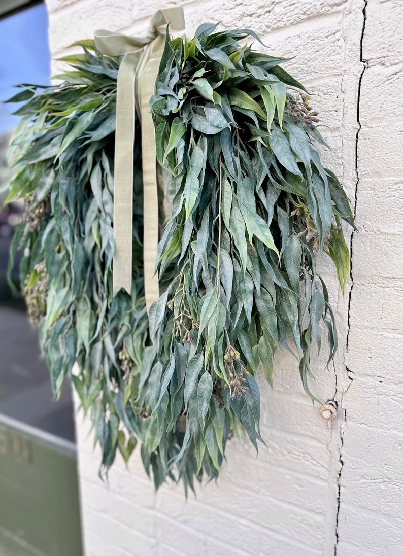 Year round seeded eucalyptus greenery wreath,Summer wreath for front door,modern farmhouse wreath,rustic wall decor,wedding wreath,gift image 8