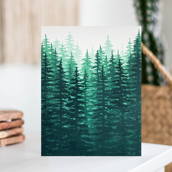 Pine Tree Forest Fade Matte Greeting Card