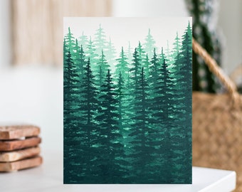 Pine Tree Forest Fade Matte Greeting Card