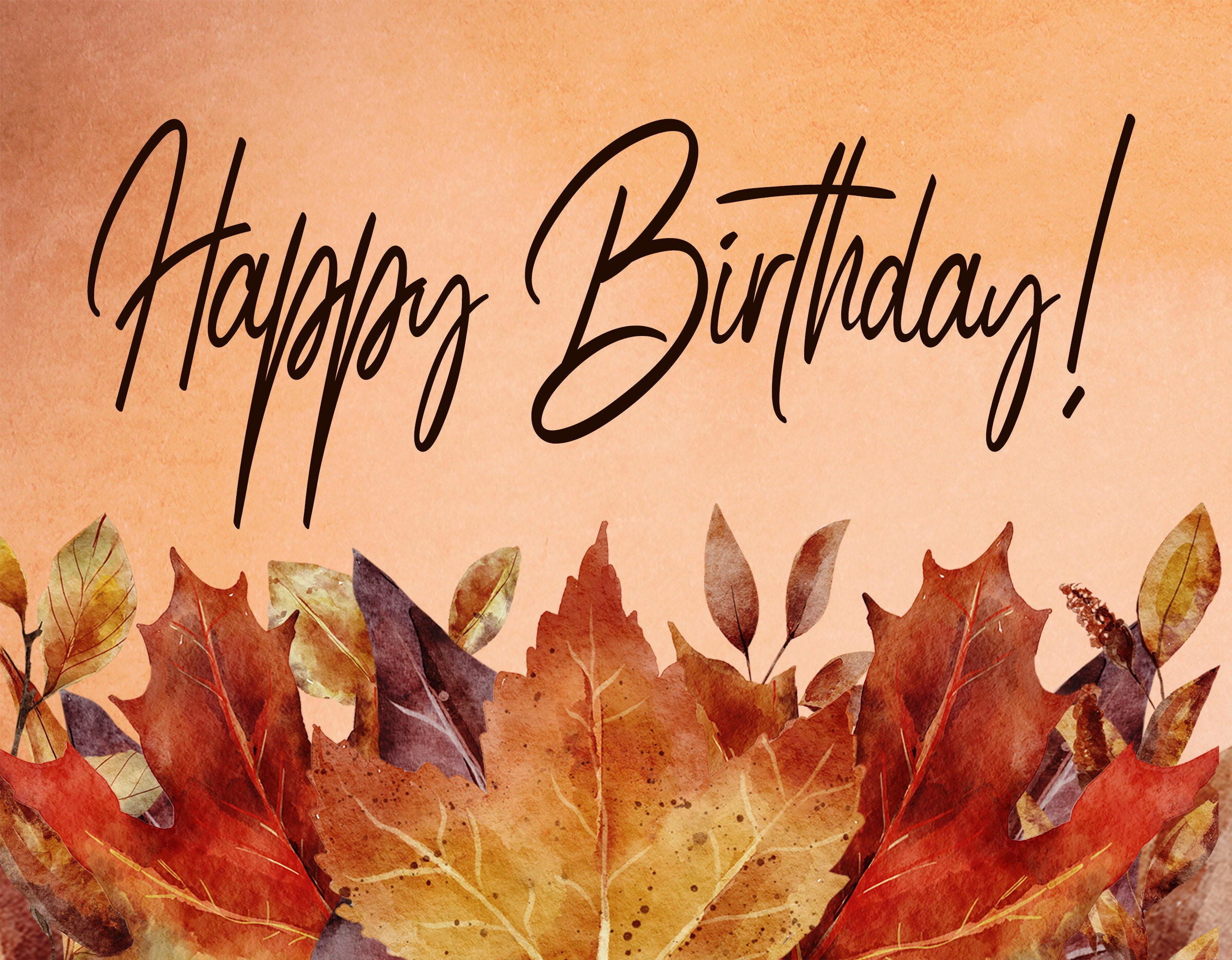 Autumn Leaf Happy Birthday Card Fall Birthday Card With Metallic 