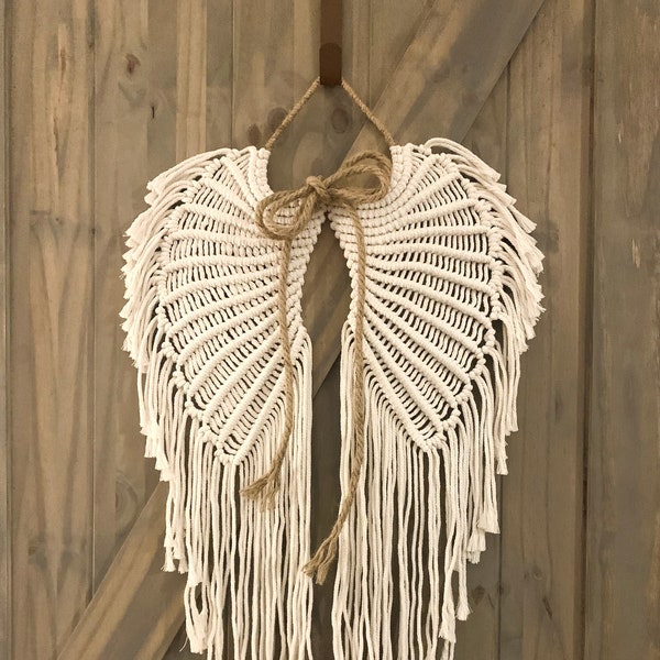Macrame Boho Angel Wings, Angel Wing Wreath, Heart Angel Wings, Jute, Farmhouse, Shabby Chic, Coastal, Minimalist Wall Hanging, Memorial