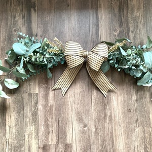 Farmhouse Eucalyptus Swag: Striped Bow, Modern Entryway Decor