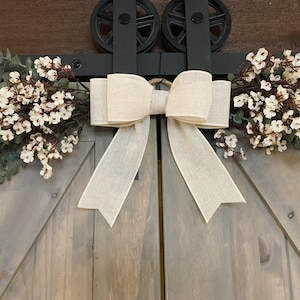 Farmhouse Swag: Crème Linen Bow, Muted Neutral Decor