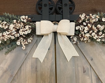 Farmhouse Swag: Crème Linen Bow, Muted Neutral Decor