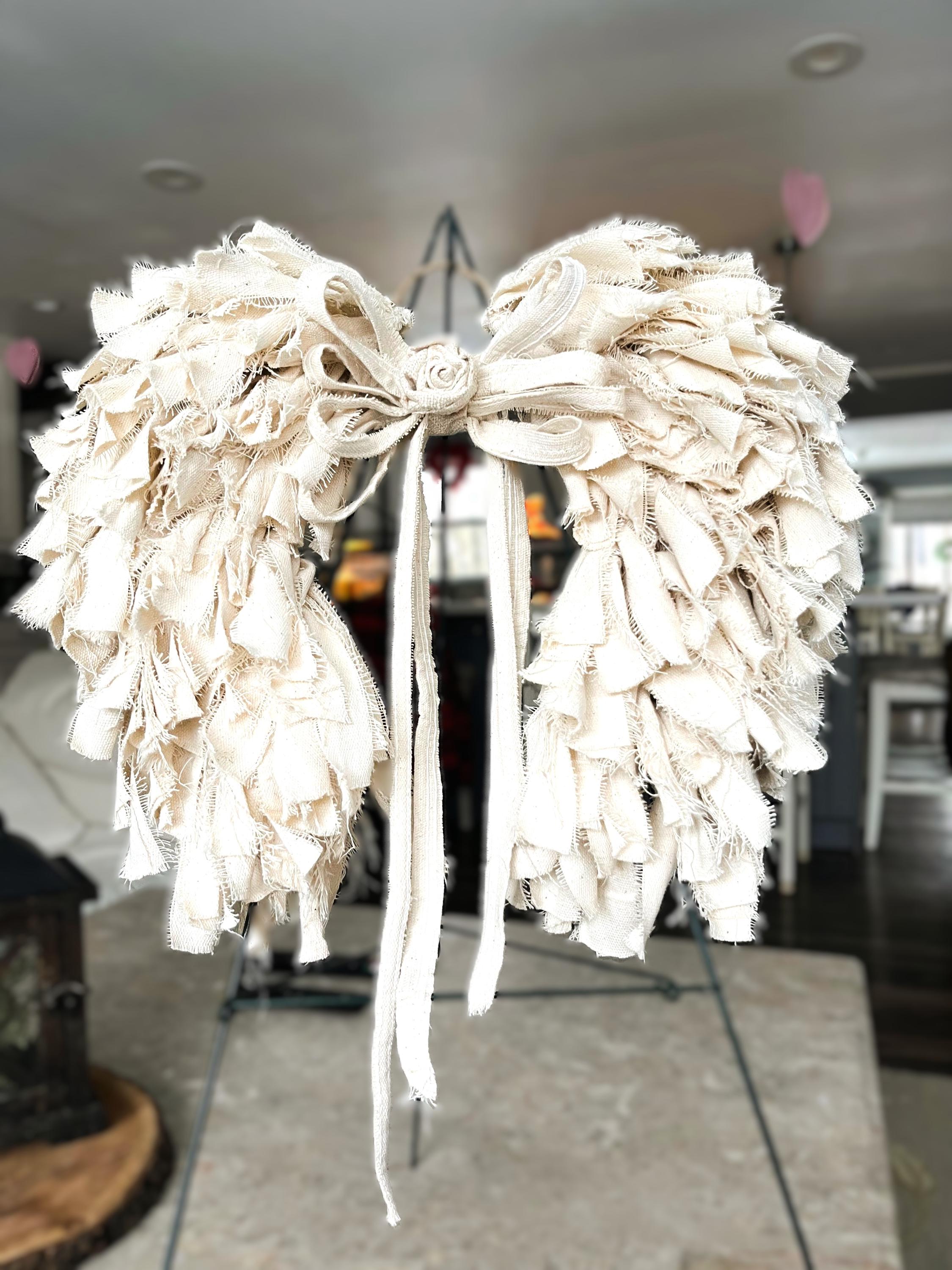 Handmade Angel Wings Rag Wreath: Shabby Chic Canvas Decor - Etsy